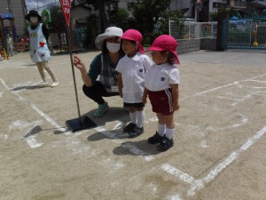 交通安全教室としゃぼん玉