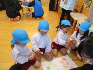 繩手中学校との交流会　最終日でした　年少組